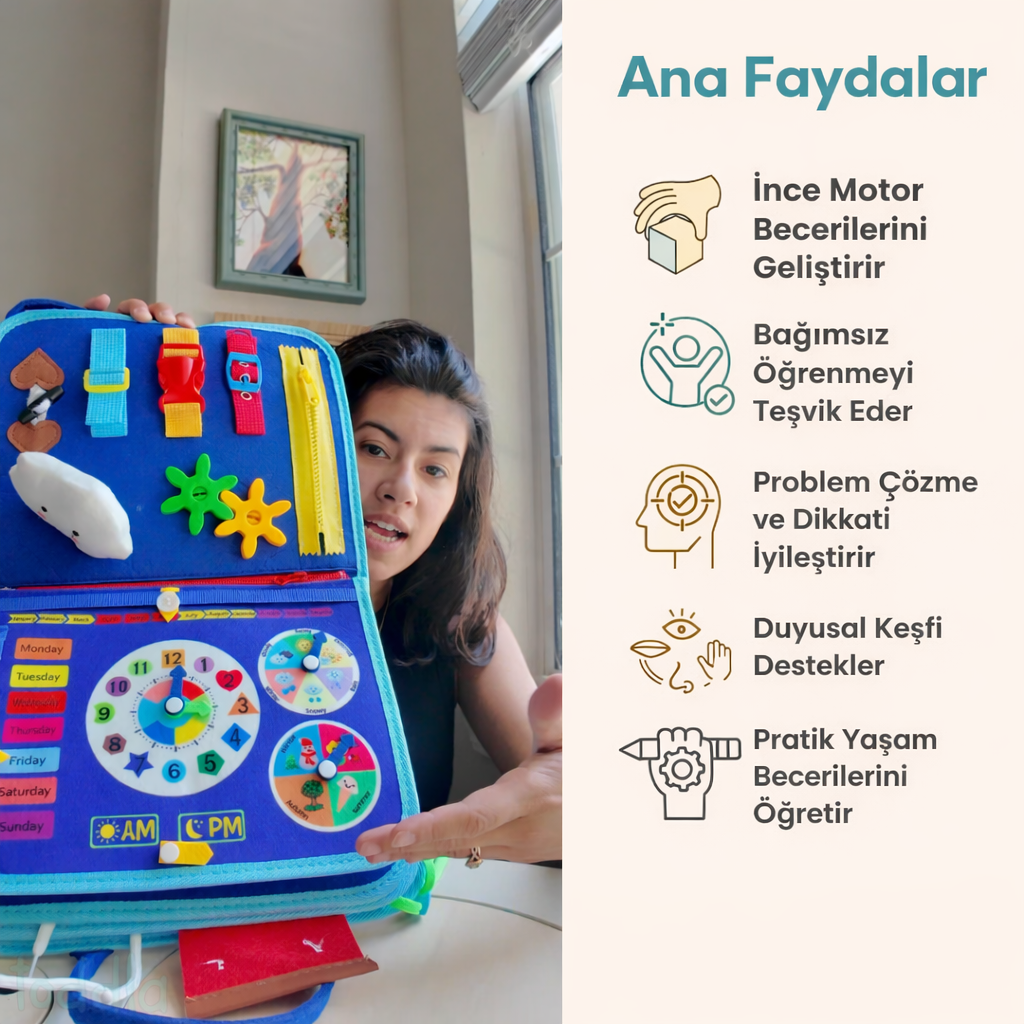 Kiddora™ Montessori Aktivite Çantası  | 8’i 1 Arada