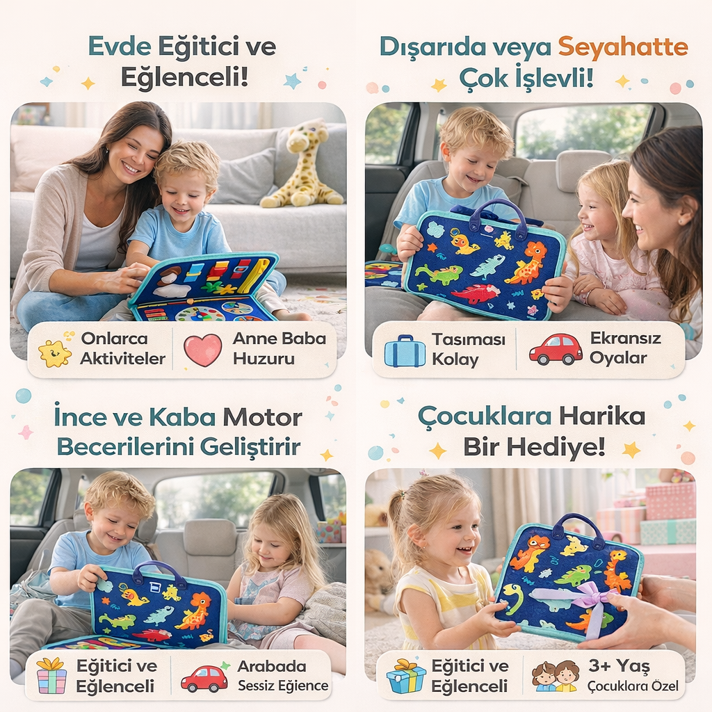 Kiddora™ Montessori Aktivite Çantası  | 8’i 1 Arada