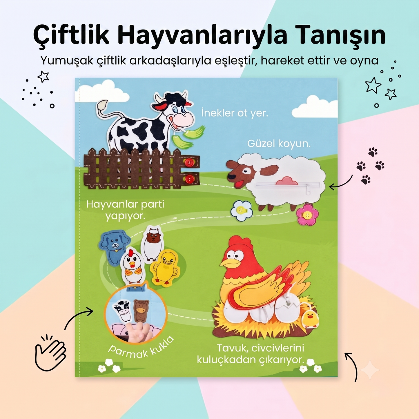Kiddora™️ Eğitici Montessori Çiftlik Hikayesi Kitabı