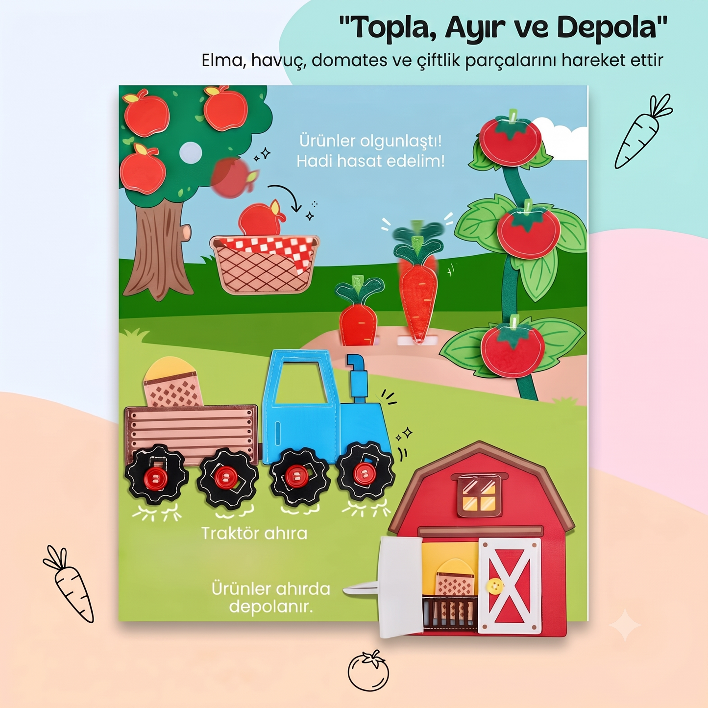 Kiddora™️ Eğitici Montessori Çiftlik Hikayesi Kitabı