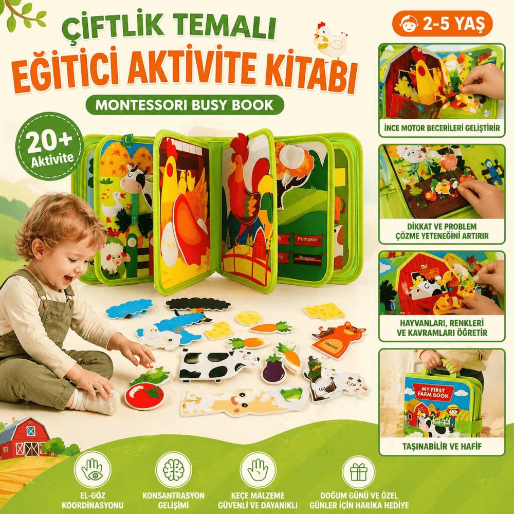 Kiddora™️ Eğitici Montessori Çiftlik Hikayesi Kitabı